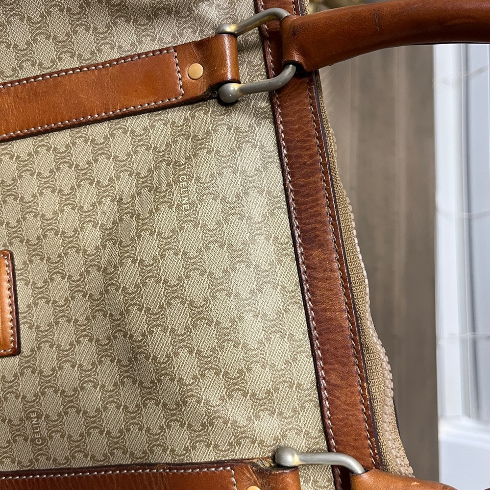 Celine Tan and Brown Duffel Bag, GUC, unisex bag, check pics for rubbed, 19x12” - Picture 11 of 16